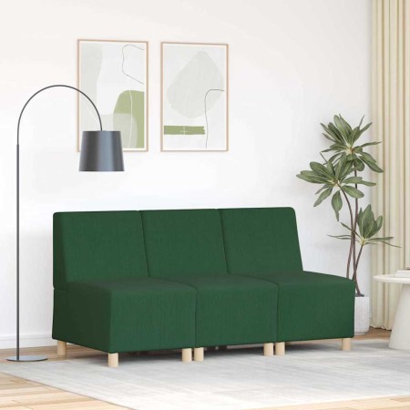 Unidad de Sofá Modular sin Brazos 3 pcs Verde selva