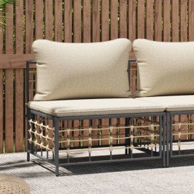Sofá central de jardín con cojines ratán sintético beige Sofá central de jardín con cojines ratán sintético beige