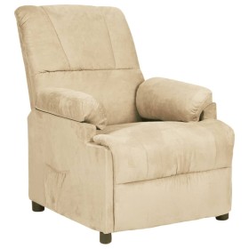 Sillón reclinable tela de microfibra color crema