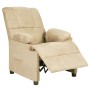 Sillón reclinable tela de microfibra color crema
