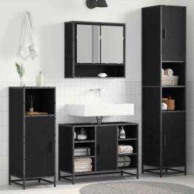 Gabinete de Baño con estante Roble negro 35 x 37.5 x 188.5 cm