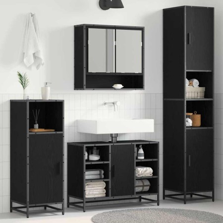 Gabinete de Baño con estante Roble negro 35 x 37.5 x 188.5 cm