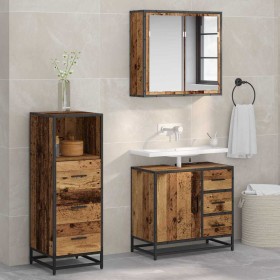Juego de muebles de baño 3 pcs Madera vieja 35 x 37.5 x 100 cm