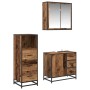 Juego de muebles de baño 3 pcs Madera vieja 35 x 37.5 x 100 cm