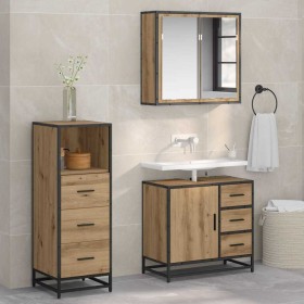 Juego de muebles de baño 3 pcs Roble artisan 35 x 37.5 x 100 cm