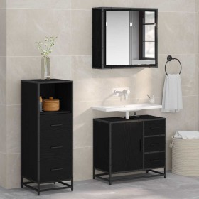 Juego de muebles de baño 3 pcs Roble negro 35 x 37.5 x 100 cm