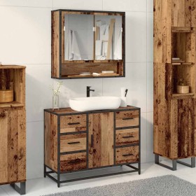 Juego de muebles de baño 2 pcs Madera vieja 80 x 33 x 60 cm