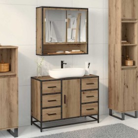 Juego de muebles de baño 2 pcs Roble artisan 80 x 33 x 60 cm