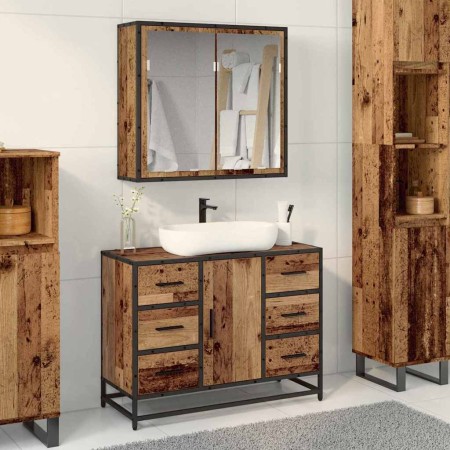 Juego de muebles de baño 2 pcs Madera vieja 80 x 33 x 60 cm