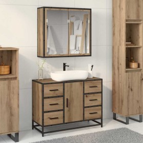 Juego de muebles de baño 2 pcs Roble artisan 80 x 33 x 60 cm