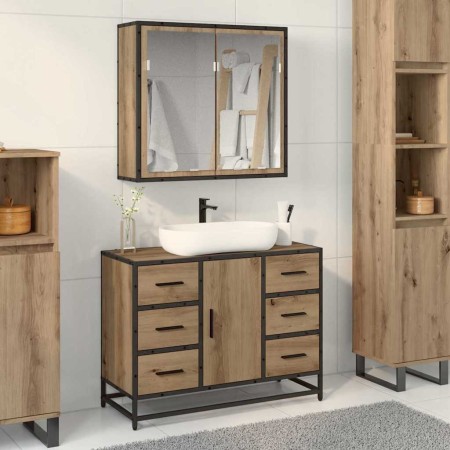 Juego de muebles de baño 2 pcs Roble artisan 80 x 33 x 60 cm