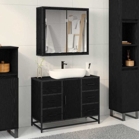 Juego de muebles de baño 2 pcs Roble negro 80 x 33 x 60 cm