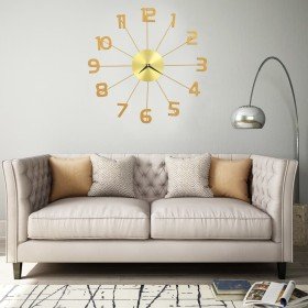 Reloj de pared de metal dorado 50 cm