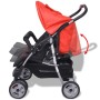 Cochecito gemelar de acero rojo y negro de vidaXL, Cochecitos de bebé - Ref: Foro24-10108, Precio: 197,63 €, Descuento: %