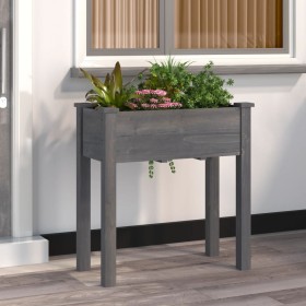 Jardinera con forro interior madera abeto gris 71x37x76 cm Jardinera con forro interior madera abeto gris 71x37x76 cm