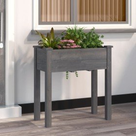 Jardinera con forro interior madera abeto gris 71x37x76 cm