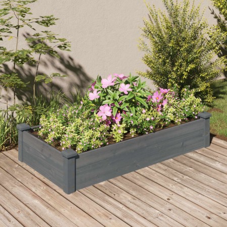 Jardinera arriate forro madera maciza abeto gris 120x60x25 cm