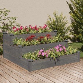 Jardinera arriate madera maciza de abeto gris 120x120x56 cm Jardinera arriate madera maciza de abeto gris 120x120x56 cm