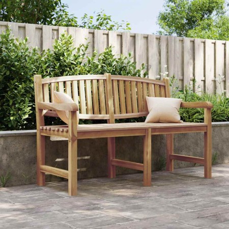 Banco de jardín madera maciza de teca 149,5x60x90 cm