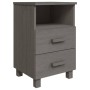Mesita de noche HAMAR madera pino maciza gris claro 40x35x62 cm