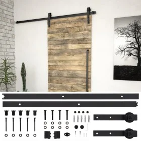 SKIEN Schiebetür-Beschlagsatz aus schwarzem Stahl, 183 cm von vidaXL, Türrahmen - Ref: Foro24-145264, Preis: 48,79 €, Rabatt: %