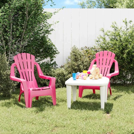 Sillas de jardín niños 2 uds aspecto madera PP rosa 37x34x44 cm en Sillas de jardín | Comprar online en Foro24