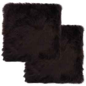 Cojines de sillas 2 uds piel de oveja auténtica marrón 40x40 cm Cojines de sillas 2 uds piel de oveja auténtica marrón 40x40 cm