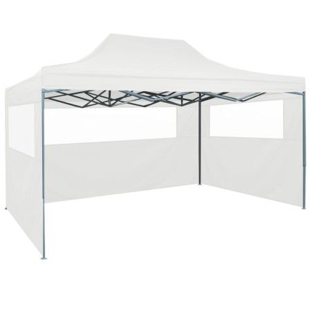 Carpa plegable profesional con 3 paredes acero blanco 3x4 m