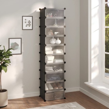 Zapatero PP negro 44x32x174 cm