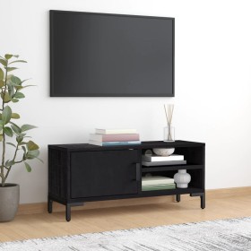 Mueble para TV madera maciza pino reciclada negro 90x30x40 cm