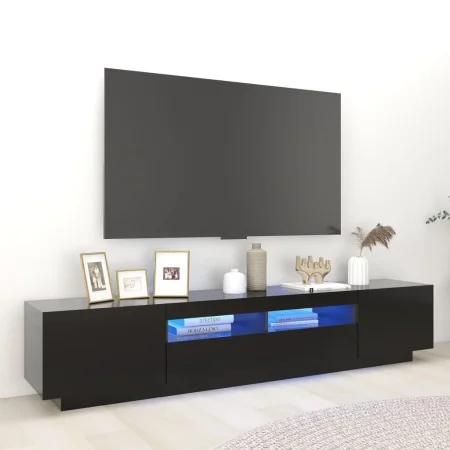 Mueble para TV con luces LED negro 200x35x40 cm by vidaXL, TV Furniture - Ref: Foro24-3081907, Price: 127,34 €, Discount: %