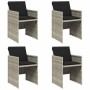 Sillones de jardín con cojines 4 uds ratán sintético gris claro