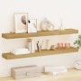 Estantes de pared 2 unidades madera maciza de teca 90x15x4 cm