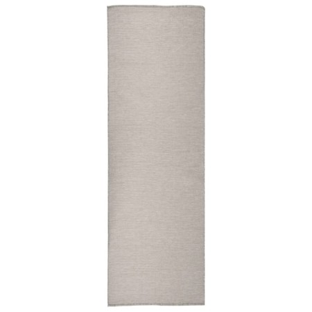Alfombra de exterior de tejido plano gris taupe 80x250 cm