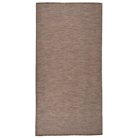 Alfombra de exterior de tejido plano marrón 100x200 cm