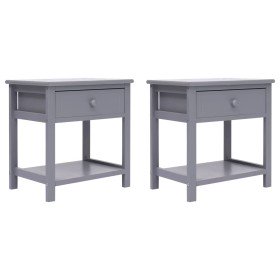 Mesitas de noche 2 unidades madera de Paulownia gris 40x29x42cm Mesitas de noche 2 unidades madera de Paulownia gris 40x29x42cm