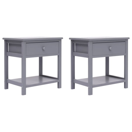 Mesitas de noche 2 unidades madera de Paulownia gris 40x29x42cm