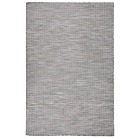 Alfombra de exterior de tejido plano marrón y azul 120x170 cm