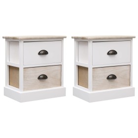Mesitas noche 2 uds madera Paulownia blanco natural 38x28x45cm