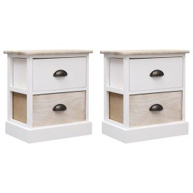 Mesitas noche 2 uds madera Paulownia blanco natural 38x28x45cm Mesitas noche 2 uds madera Paulownia blanco natural 38x28x45cm
