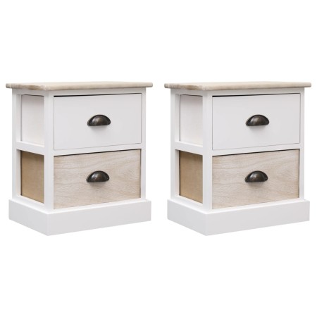 Mesitas noche 2 uds madera Paulownia blanco natural 38x28x45cm