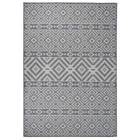 Alfombra de exterior de tejido plano rayas azules 160x230 cm