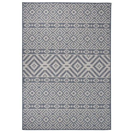 Alfombra de exterior de tejido plano rayas azules 160x230 cm