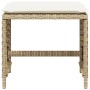 Taburetes de jardín con cojines 4 uds ratán PE beige 41x41x36cm