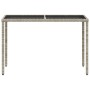 Mesa jardín superficie vidrio ratán PE gris claro 115x54x74 cm