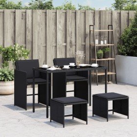 Set de muebles jardín 5 pzas con cojines ratán sintético negro en Conjuntos de jardín | Comprar online en Foro24