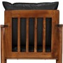 Sillón madera maciza acacia y cuero auténtico negro