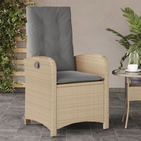 Sillón reclinable de jardín con cojines ratán PE beige mixto en Sillas de jardín | Comprar online en Foro24