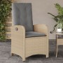 Sillón reclinable de jardín con cojines ratán PE beige mixto en Sillas de jardín | Comprar online en Foro24