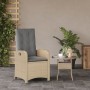 Sillón reclinable de jardín con cojines ratán PE beige mixto en Sillas de jardín | Comprar online en Foro24